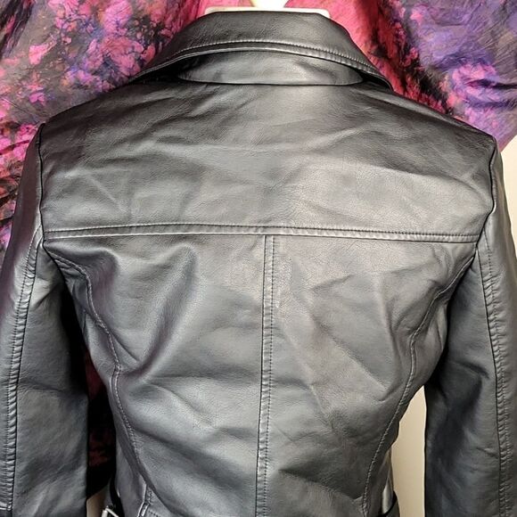 Coffeeshop Juniors' Faux Leather Moto Jacket Sz S - Picture 7 of 16